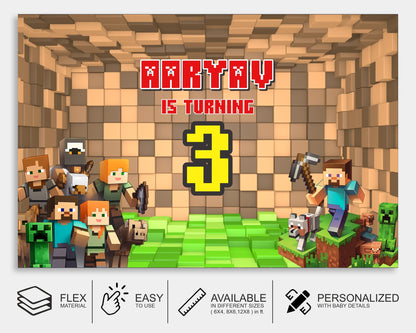 Minecraft Theme Personalized Backdrop