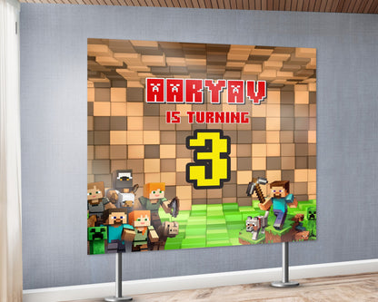 Minecraft Theme Personalized Square Backdrop
