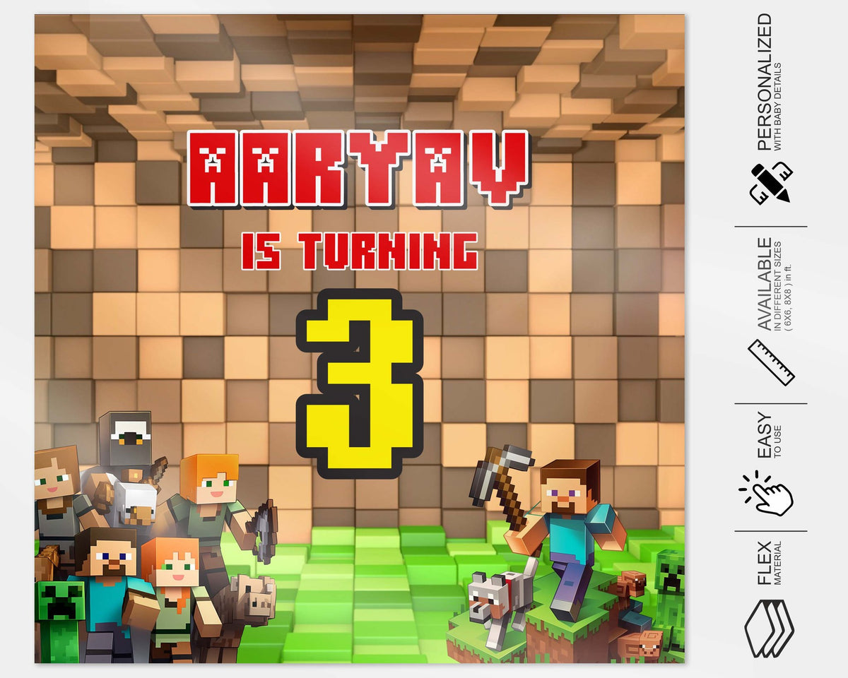 Minecraft Theme Personalized Square Backdrop