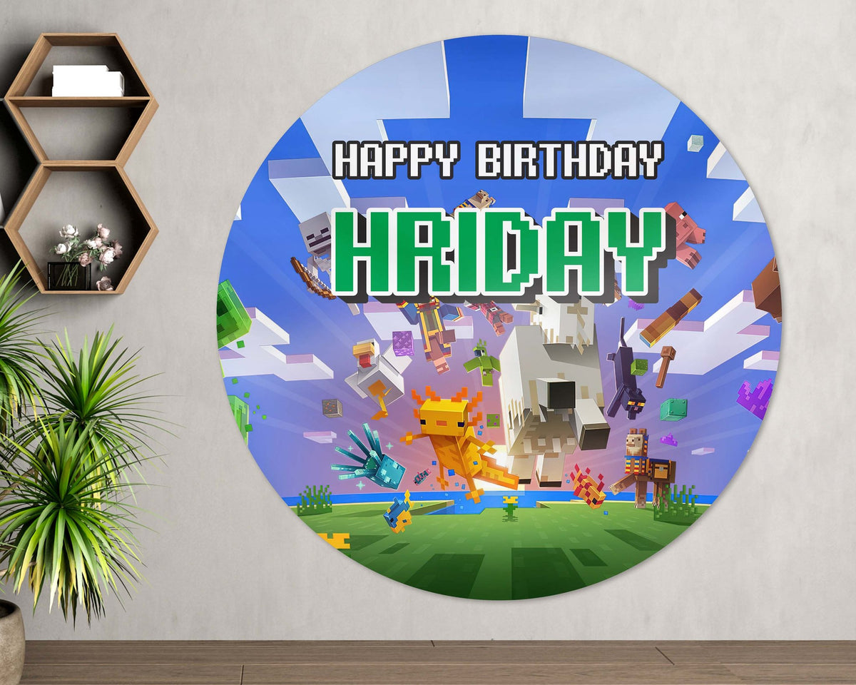 Minecraft Theme Round Backdrop