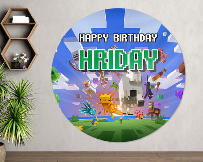 Minecraft Theme Round Backdrop