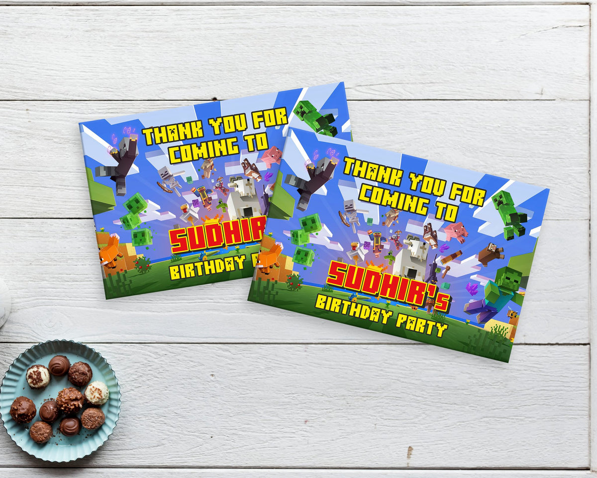 Minecraft Theme Thank You Card