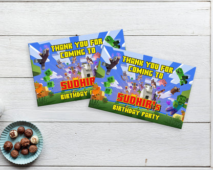 Minecraft Theme Thank You Card