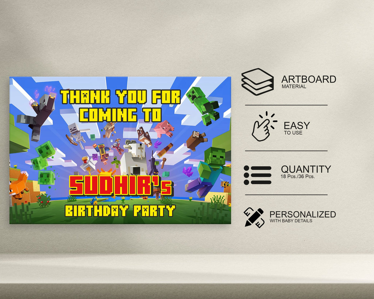 Minecraft Theme Thank You Card
