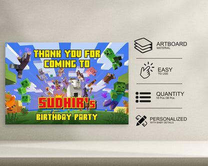 Minecraft Theme Thank You Card