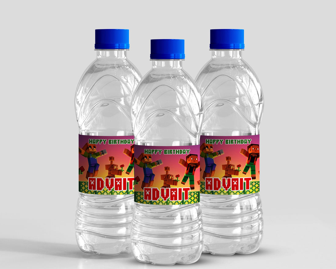 Minecraft Theme Water Bottle Sticker