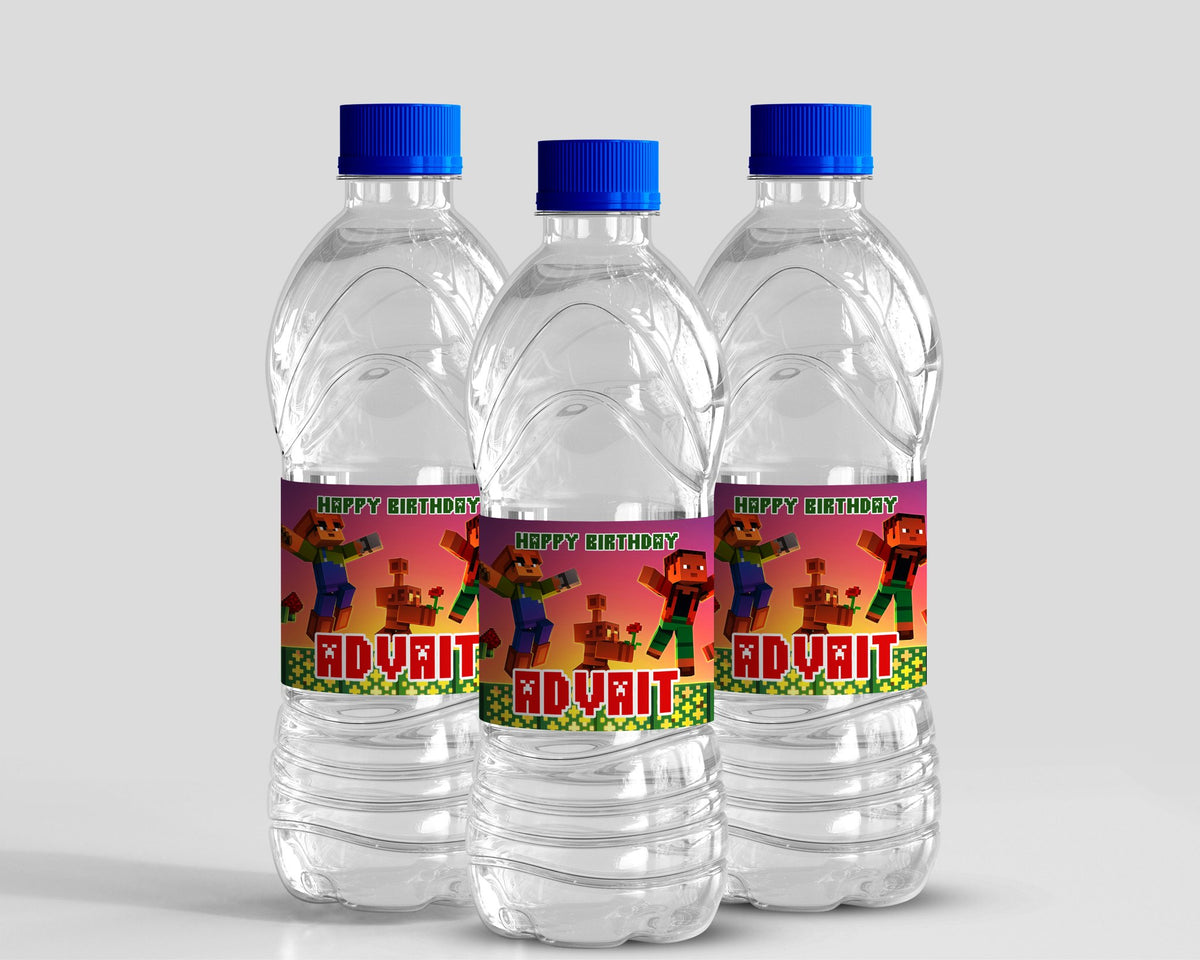 Minecraft Theme Water Bottle Sticker