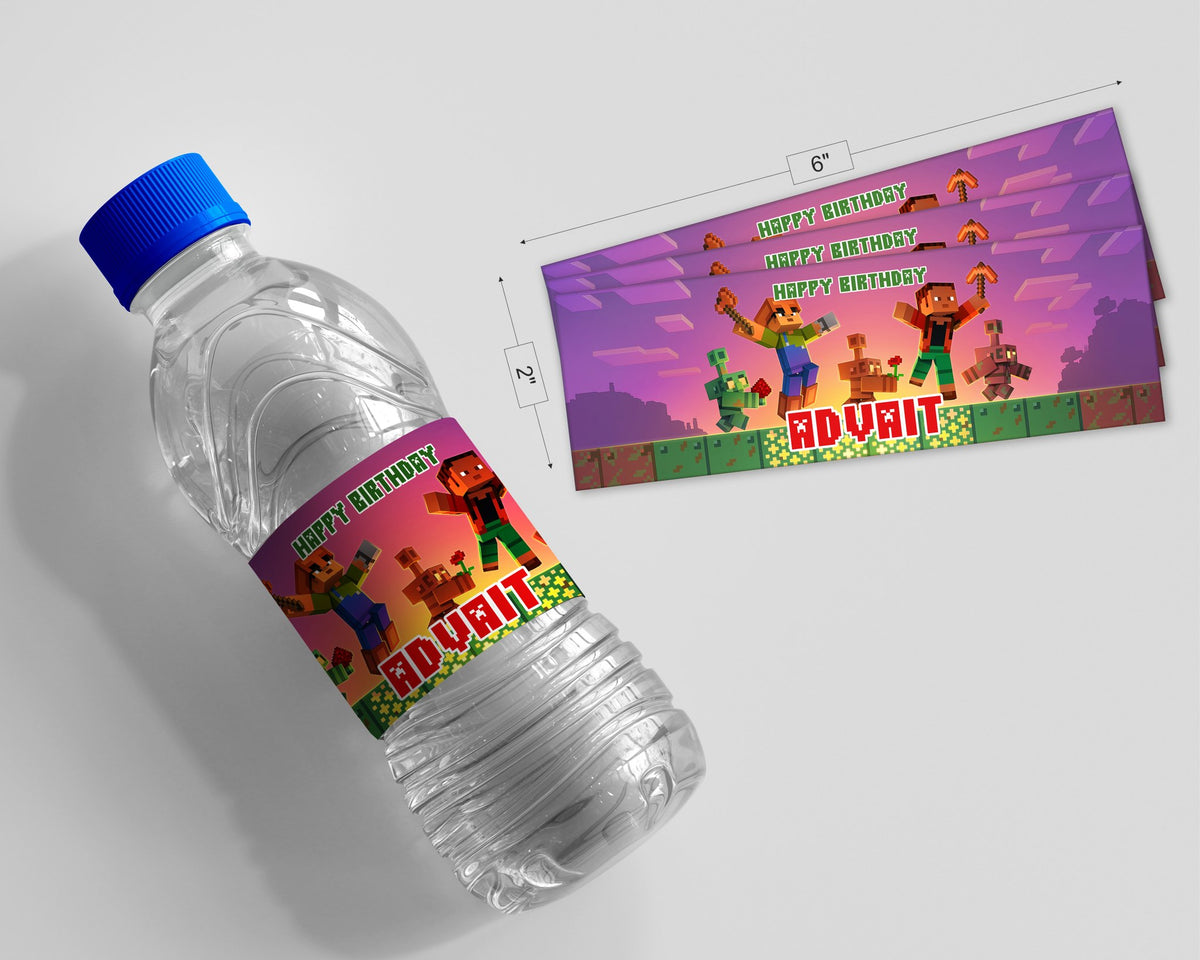 Minecraft Theme Water Bottle Sticker