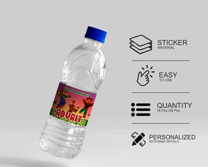 Minecraft Theme Water Bottle Sticker