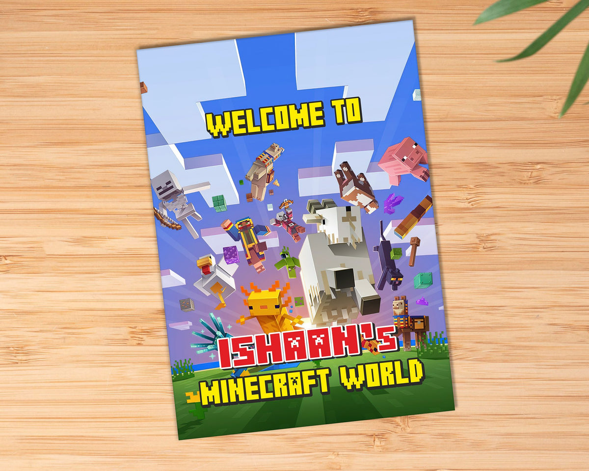 Minecraft Theme Personalized Welcome Board