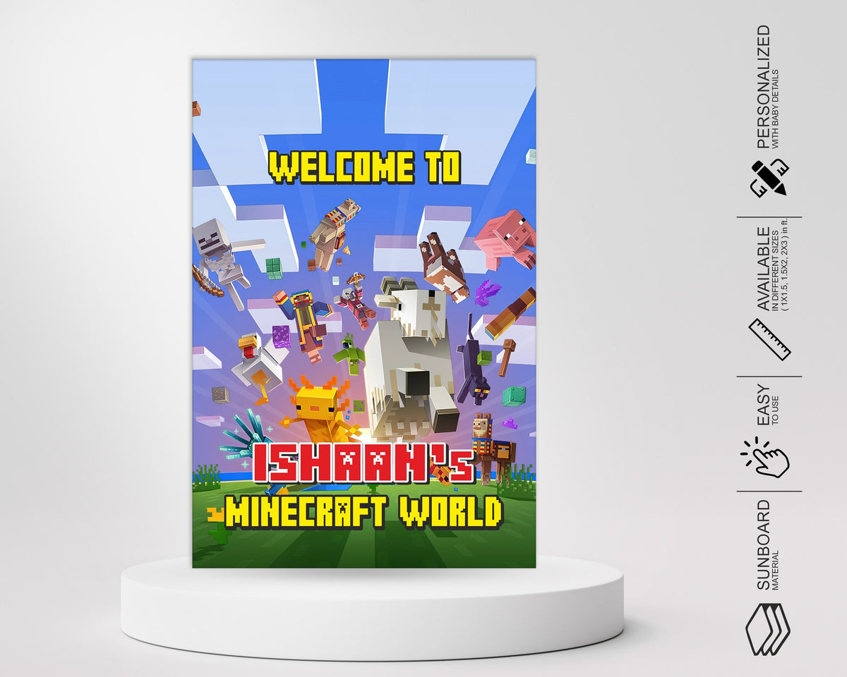Minecraft Theme Personalized Welcome Board