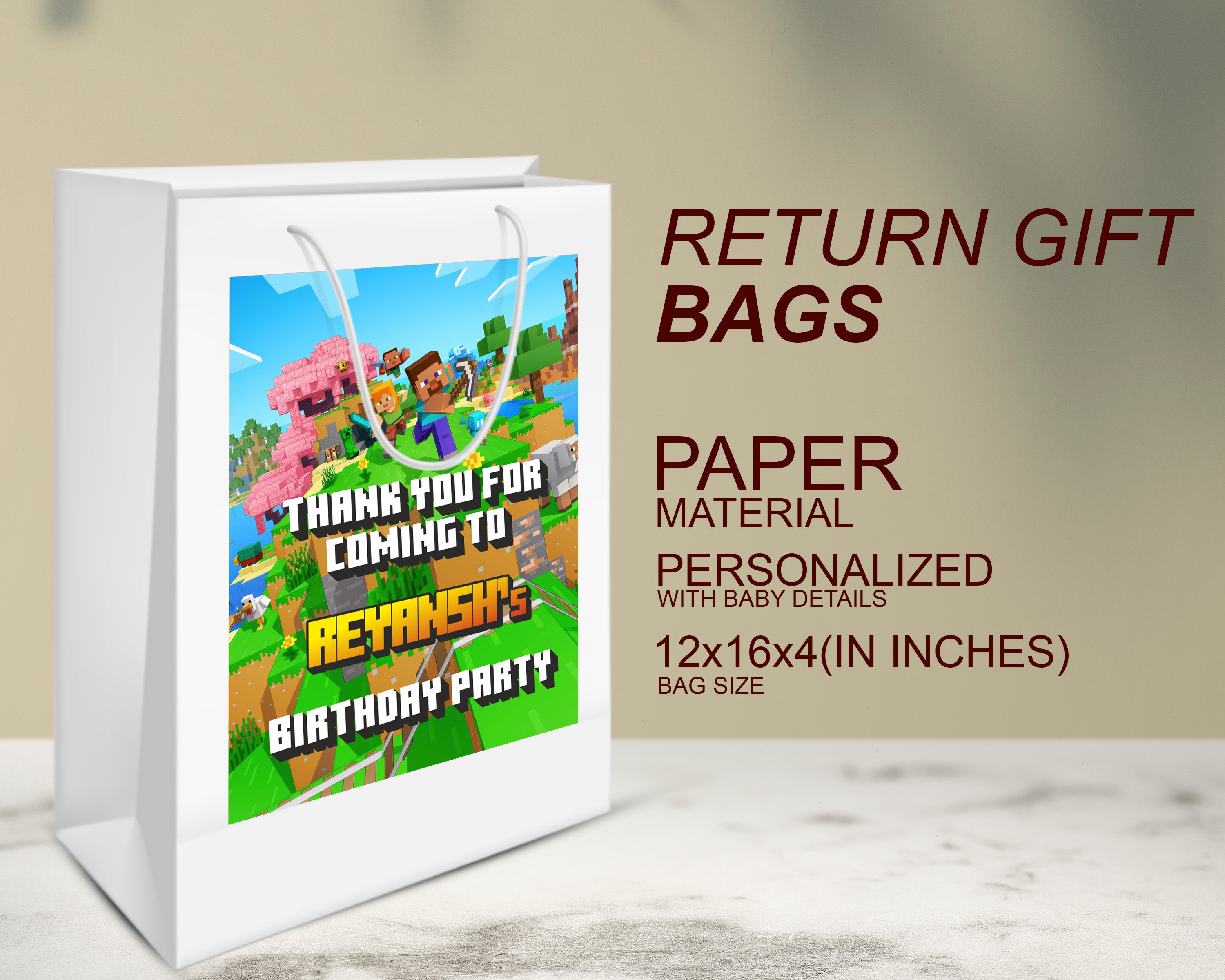 Mine Craft Theme Oversized Return Gift Bag