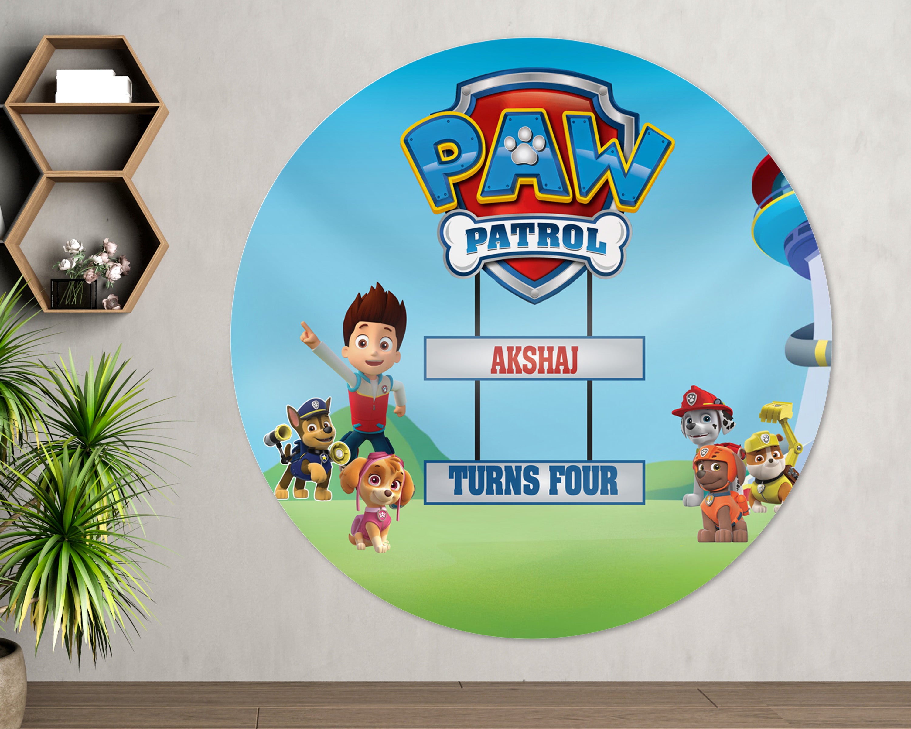 Paw Patrol Customized Round Backdrop