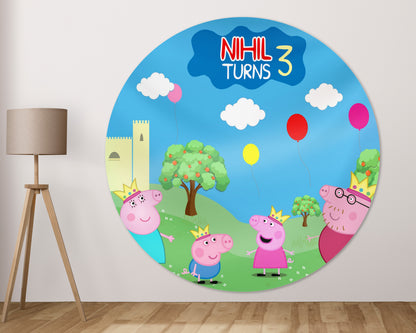 Peppa Pig Customized Round Backdrop - image 2 of 5 | Party Supplies India