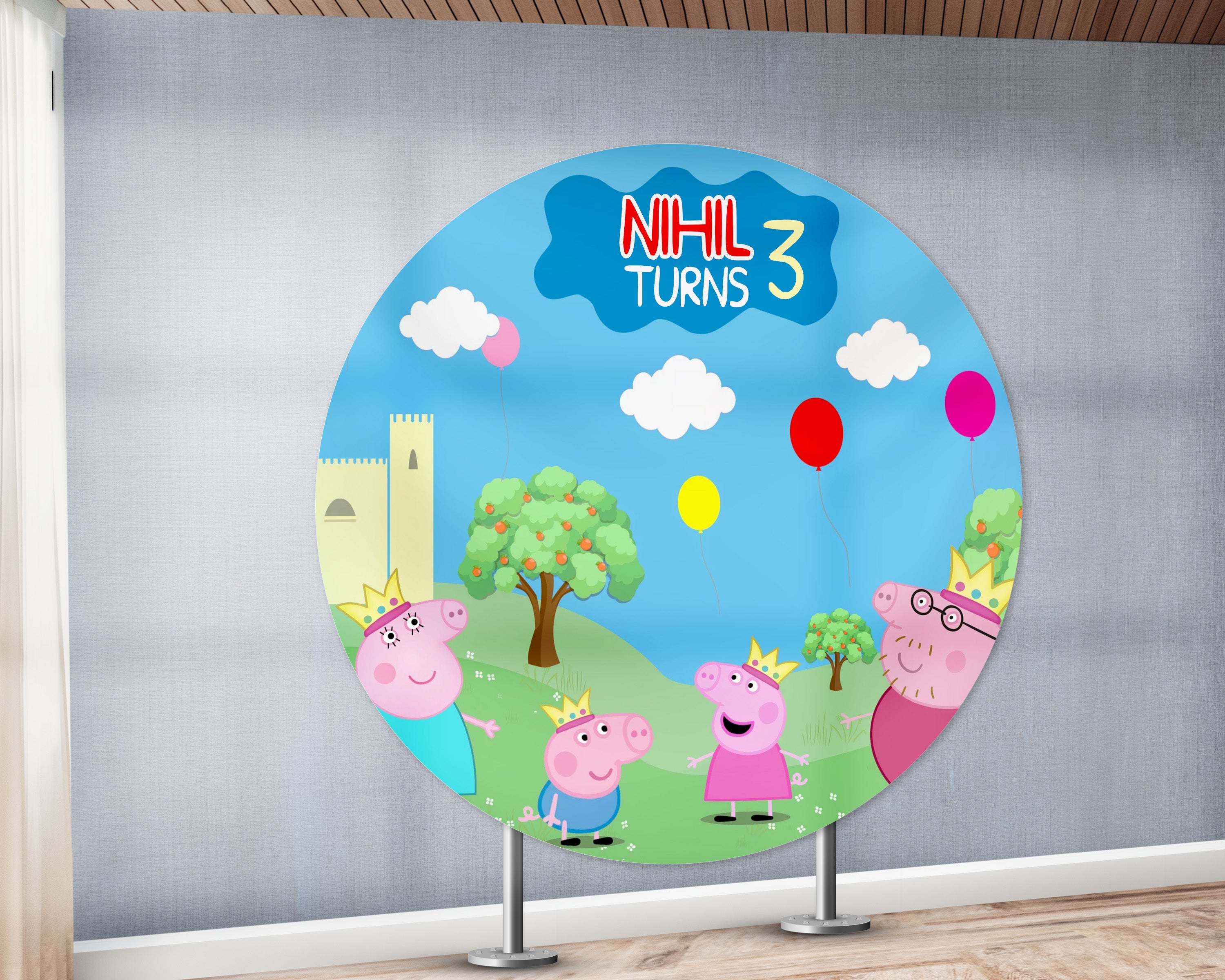 Peppa Pig Customized Round Backdrop - image 3 of 5 | Party Supplies India