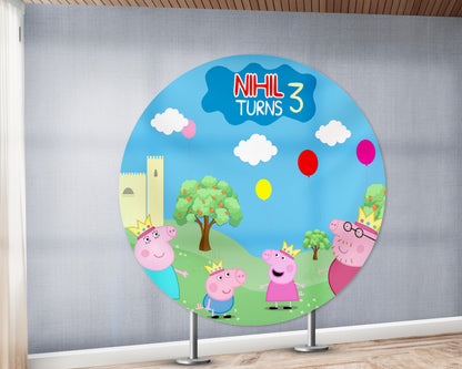Peppa Pig Customized Round Backdrop - image 3 of 5 | Party Supplies India
