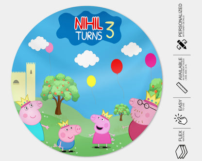 Peppa Pig Customized Round Backdrop - image 4 of 5 | Party Supplies India