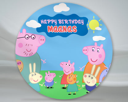 Peppa Pig Personalized Round Backdrop