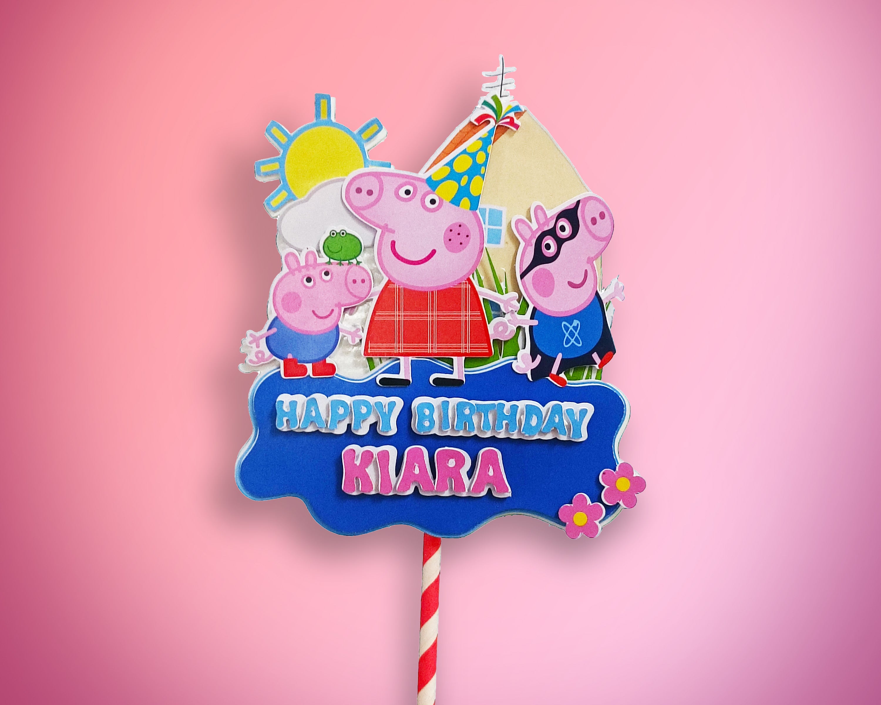 Peppa pig Theme Hand Crafted Cake Topper