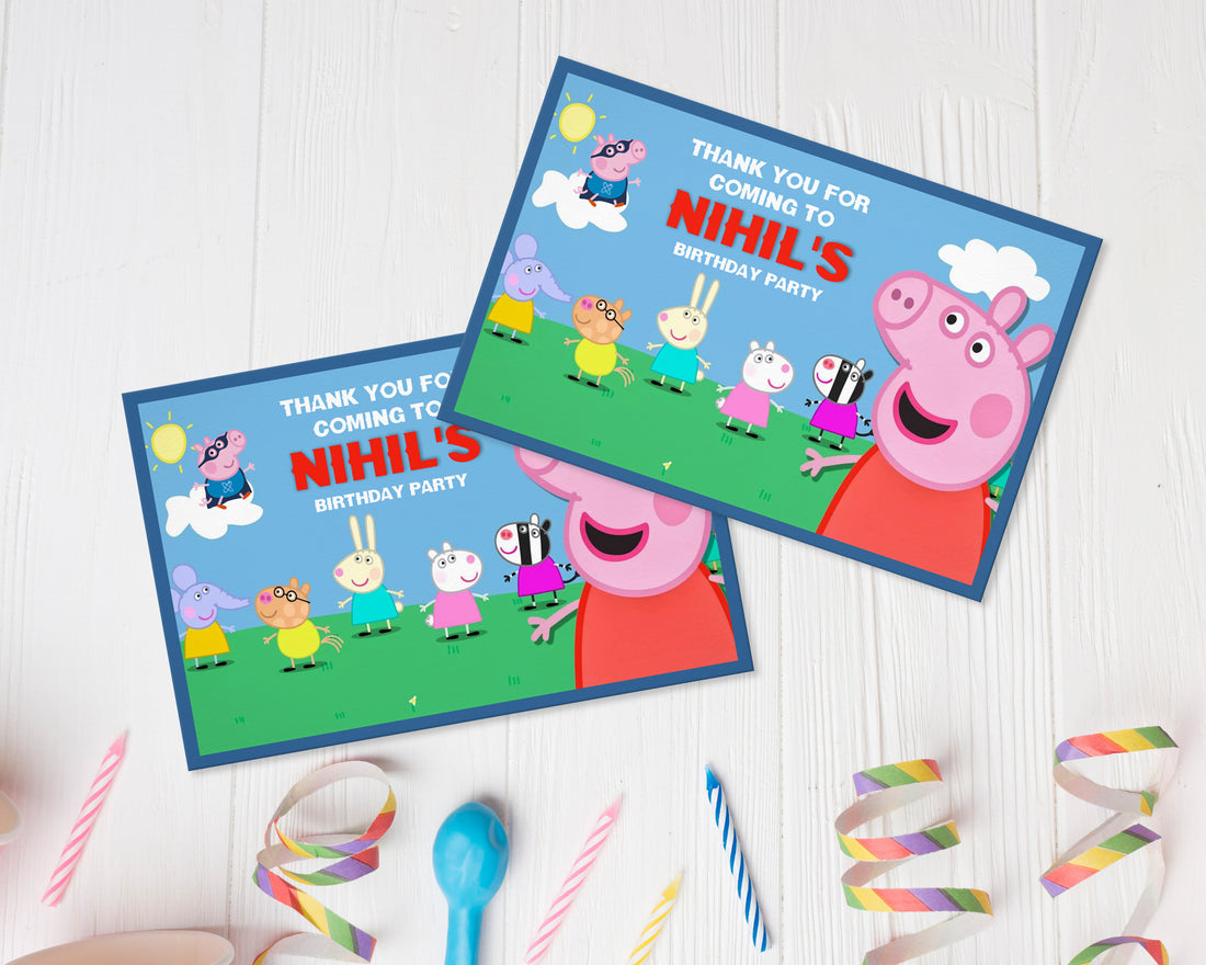 Peppa Pig Theme Customized Thank You Card