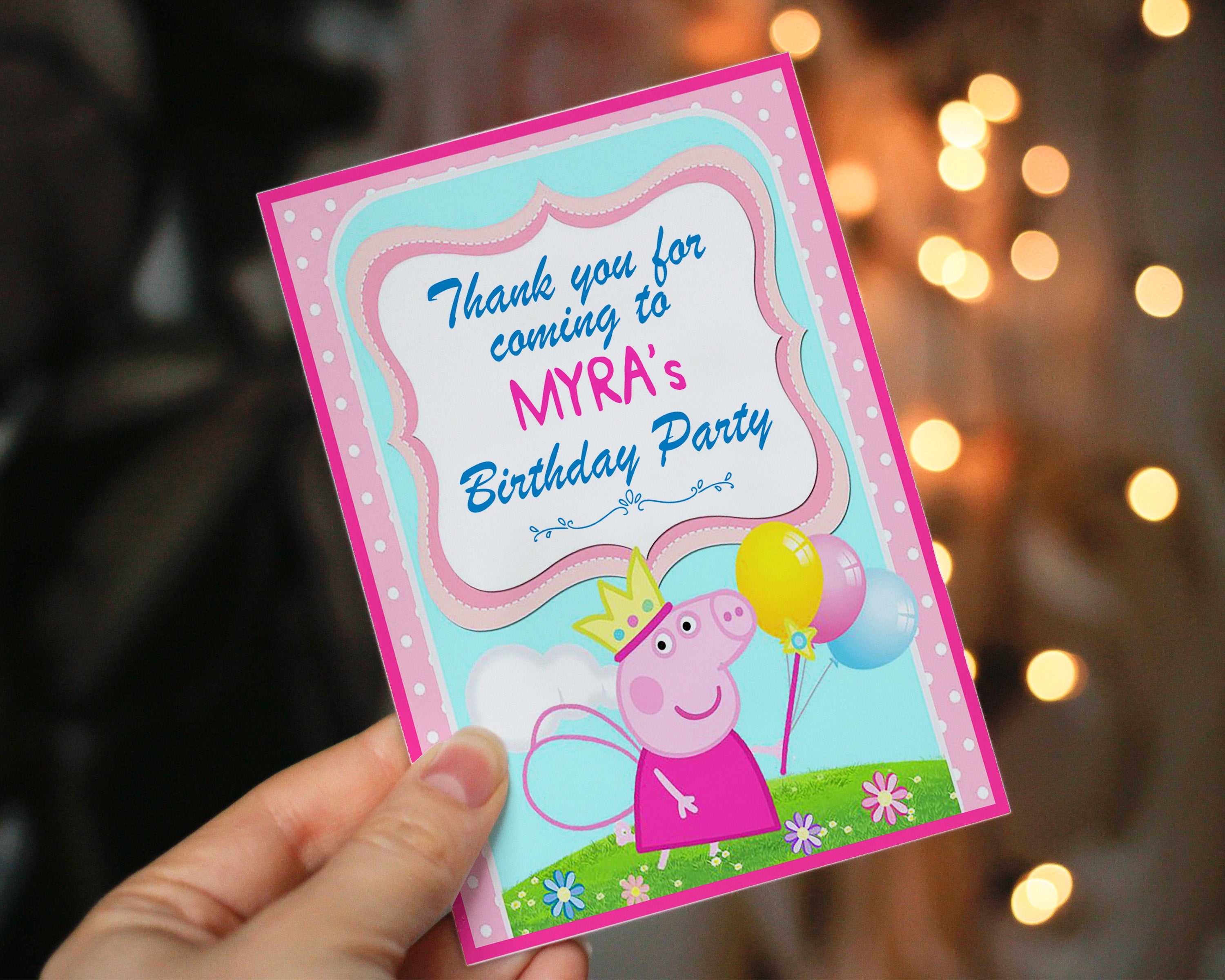 Peppa Pig Theme Thank You Card