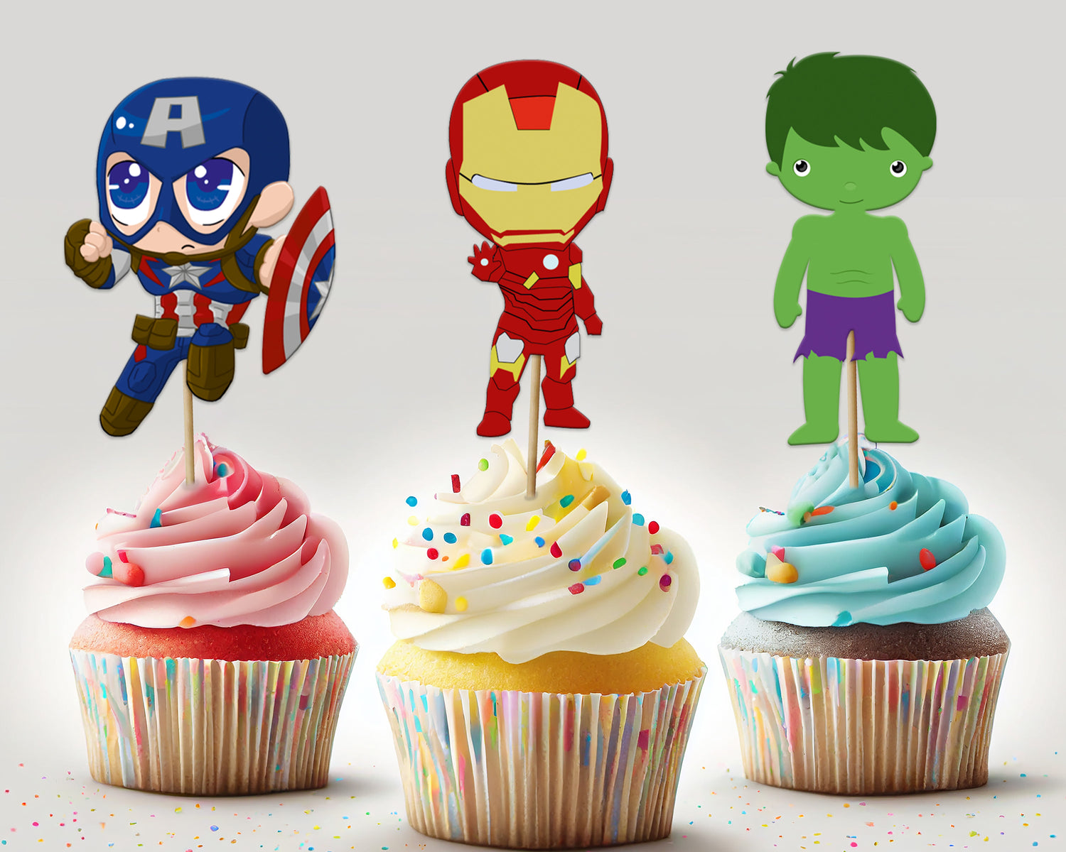 PSI Avengers Theme Classic Cup Cake Topper