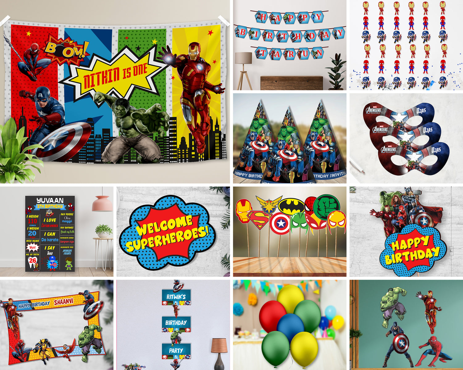 Avengers Personalized Theme Combo Kits for Birthdays