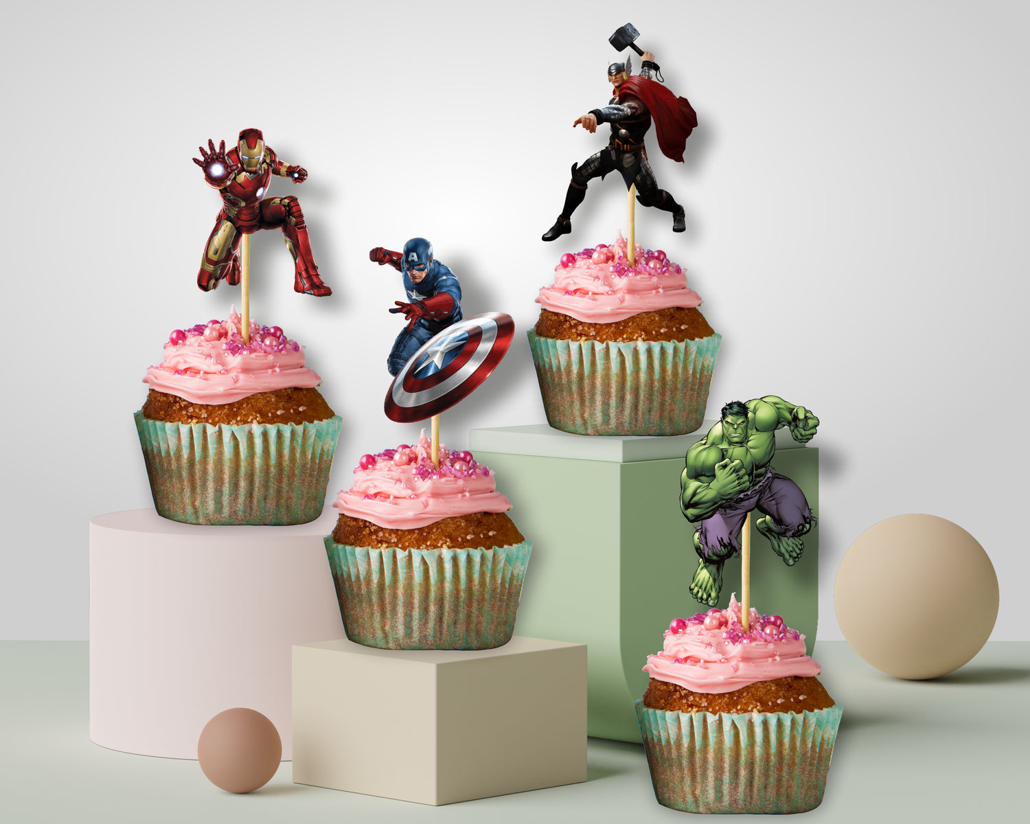 PSI Avengers Theme Cup Cake Topper