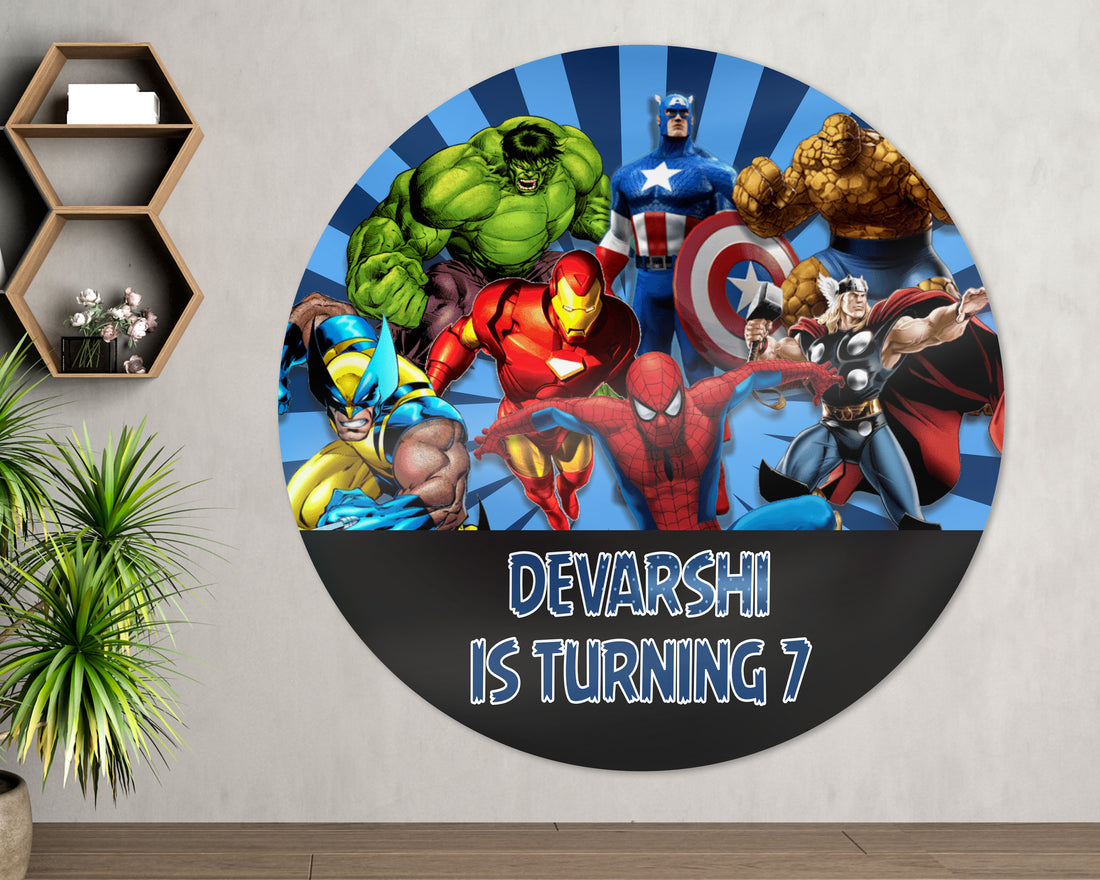 PSI Avengers Theme Customized Round Backdrop