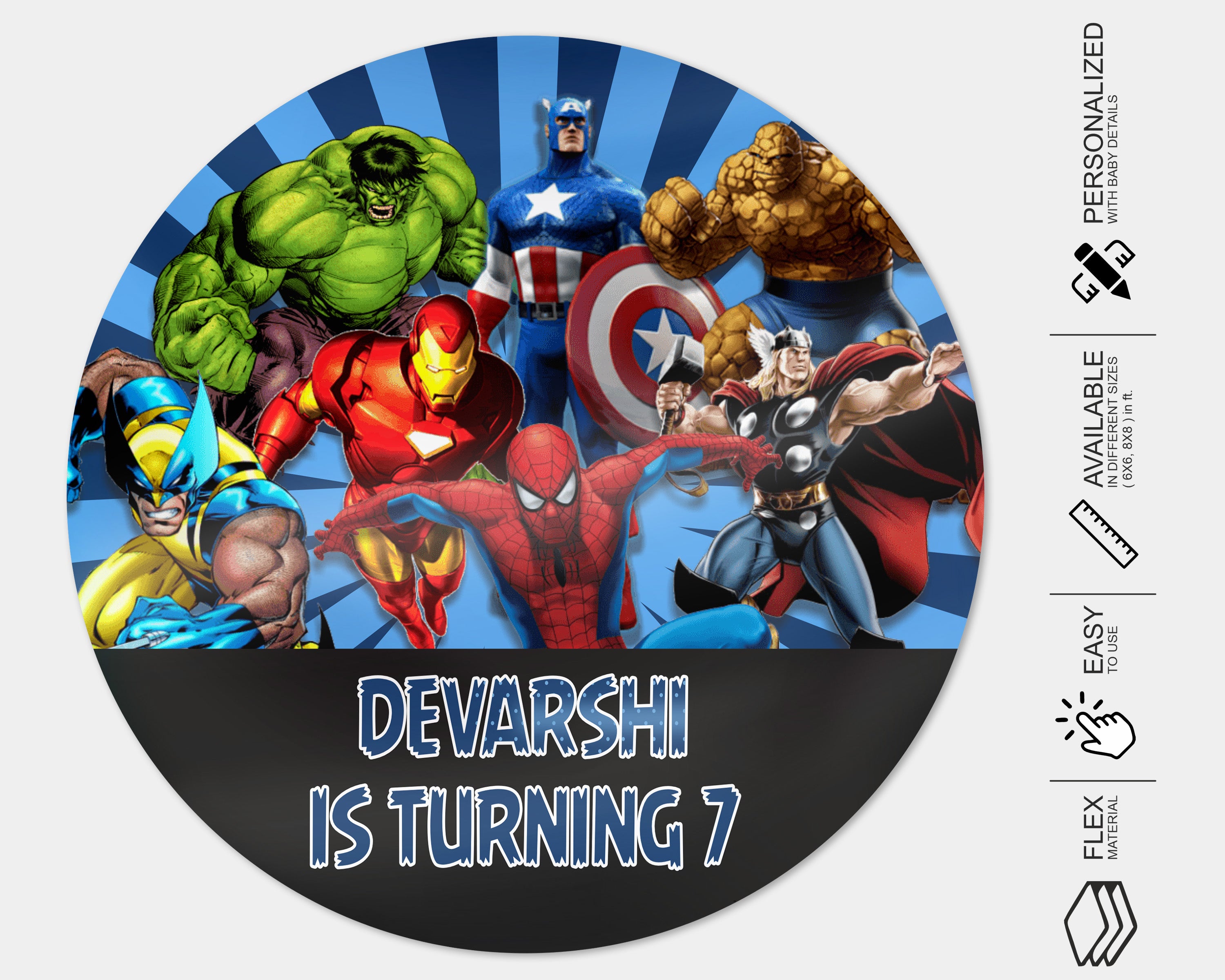 PSI Avengers Theme Customized Round Backdrop