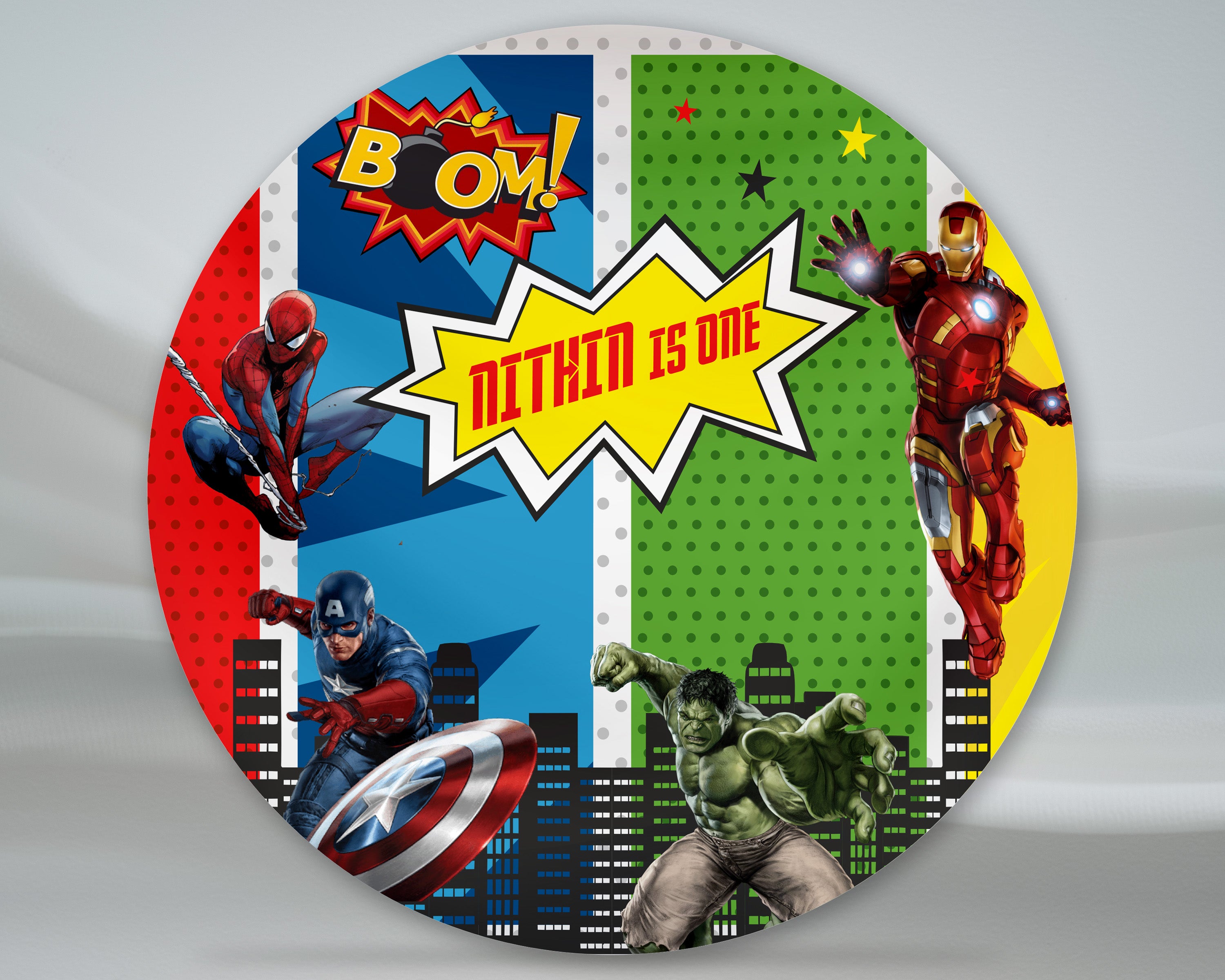 Avengers Theme Round Backdrop