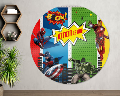 Avengers Theme Round Backdrop