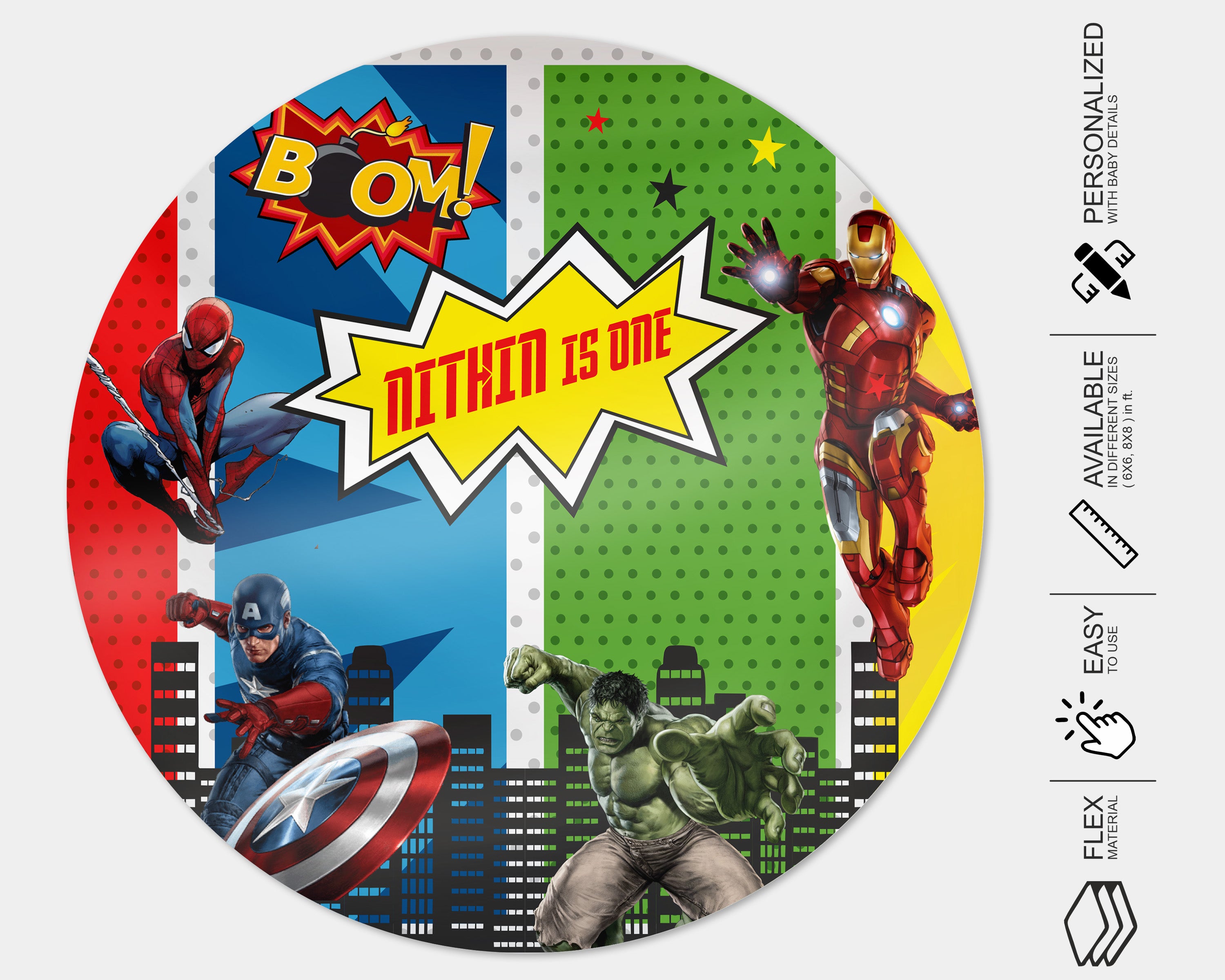 Avengers Theme Round Backdrop