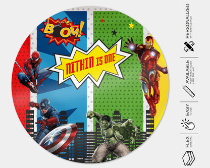 Avengers Theme Round Backdrop