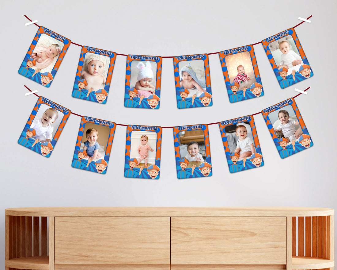 Blippi Theme 12 Months Photo Banner