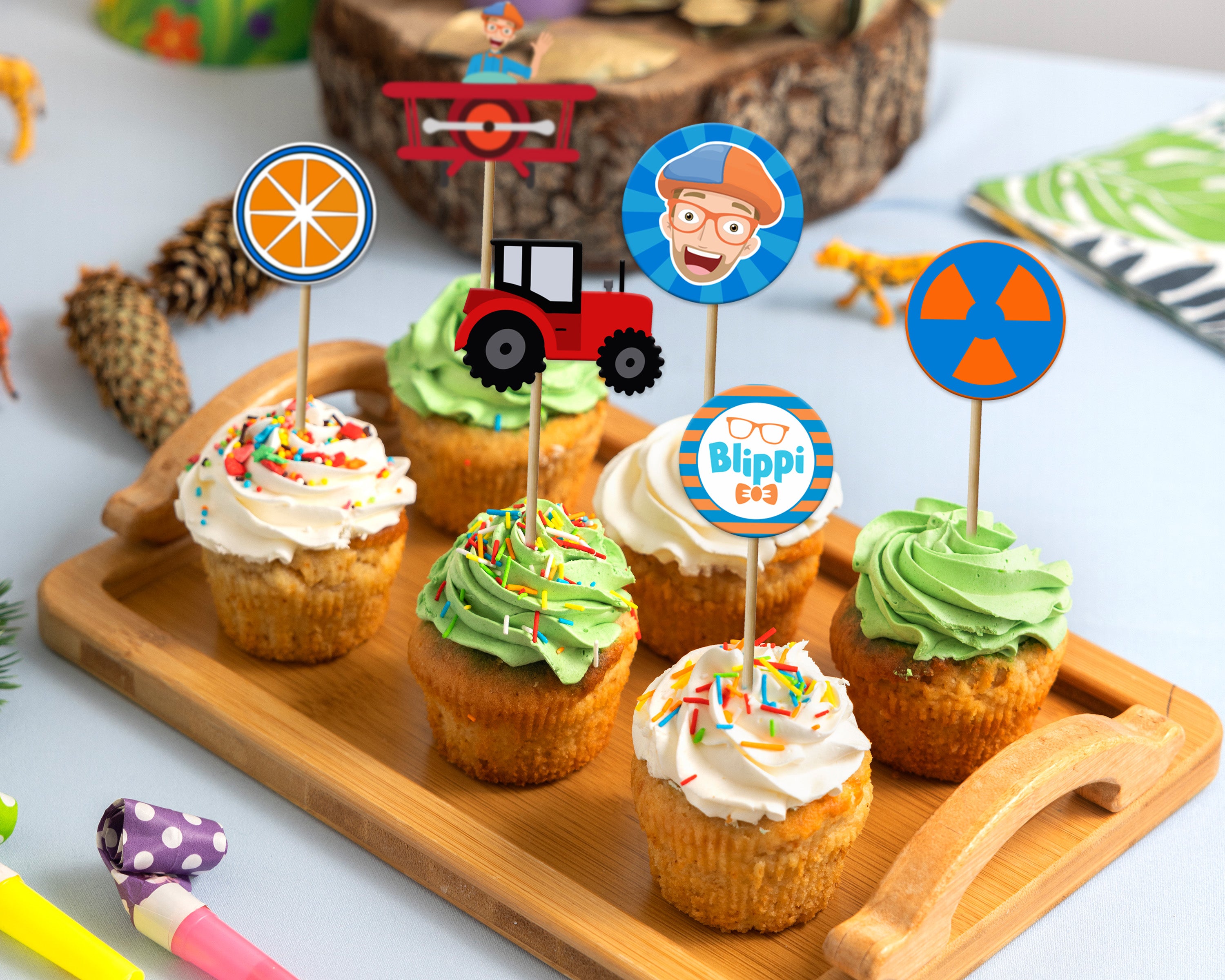 Blippi Theme Cup Cake Topper