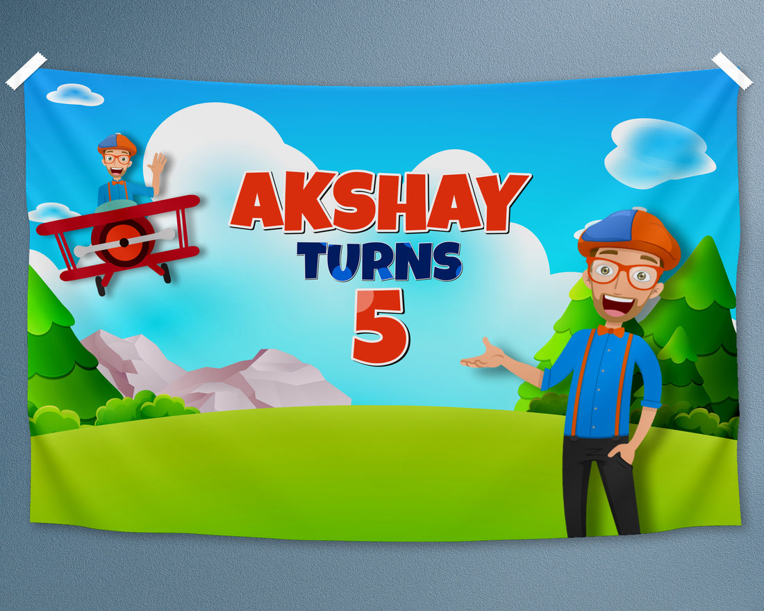 Blippi Theme Customized Backdrop