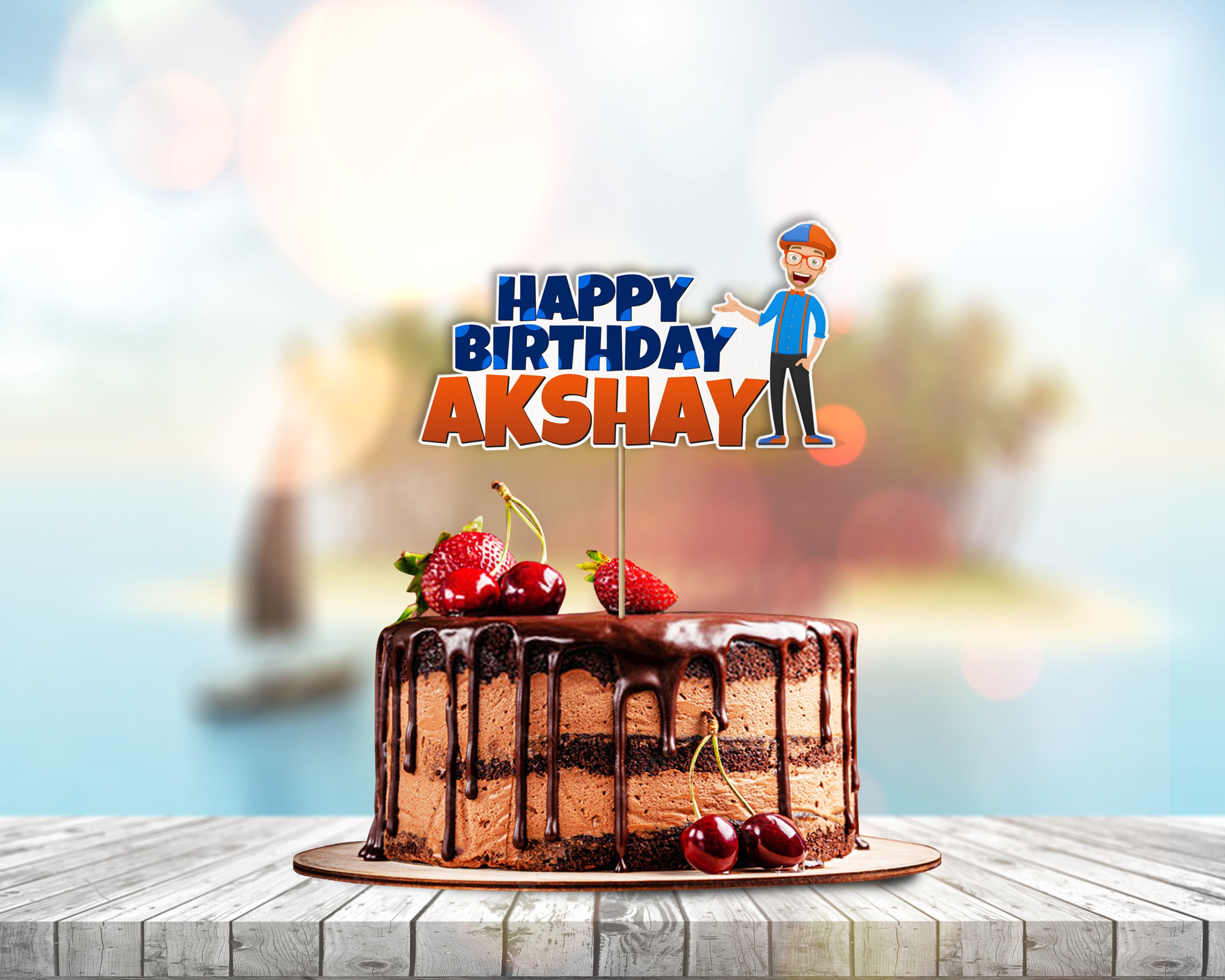 Custom Blippi Cake Topper – Any Name & Any Age – Birthday Decoration