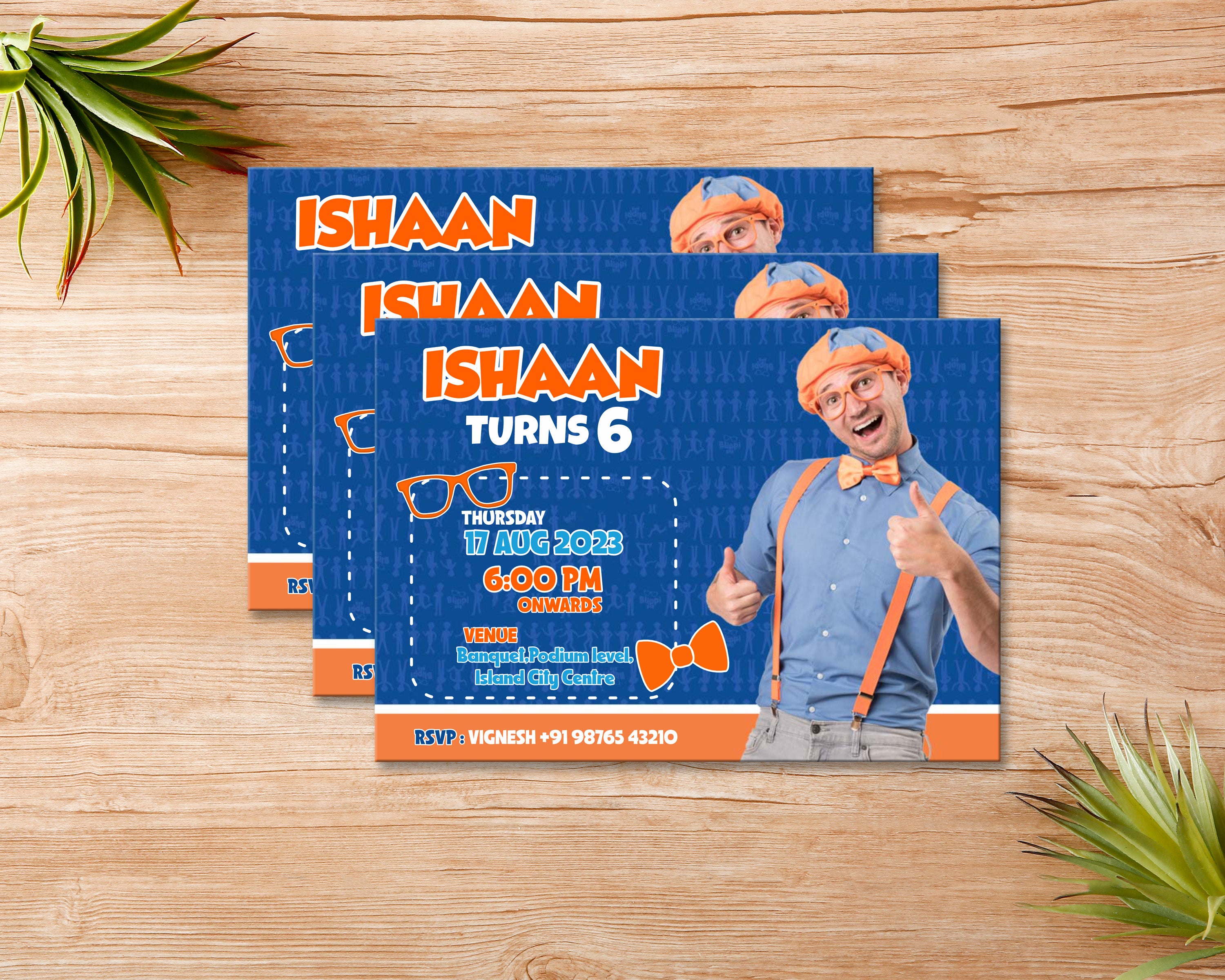 Blippi Theme Cutomized  Invite