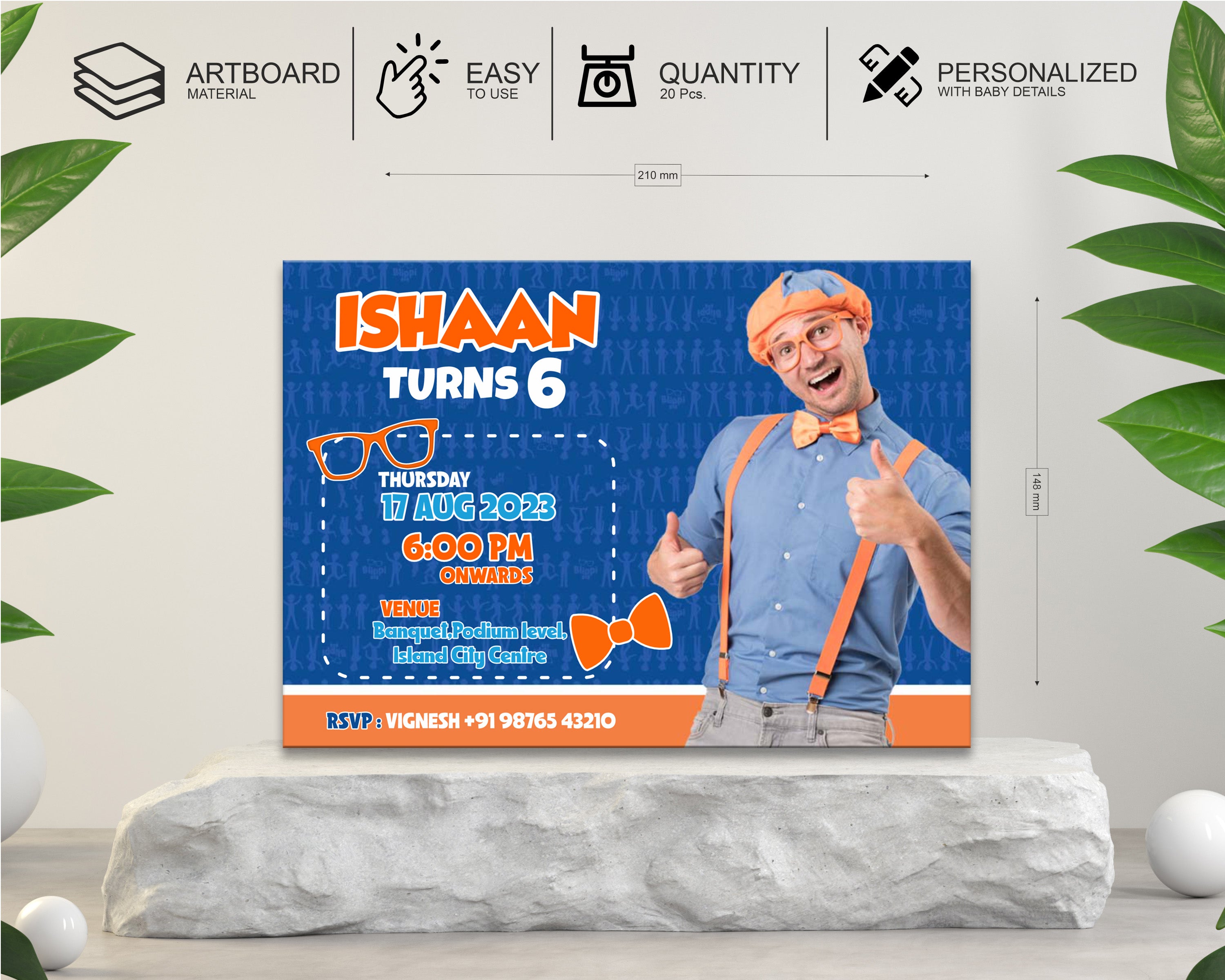 Blippi Theme Cutomized  Invite