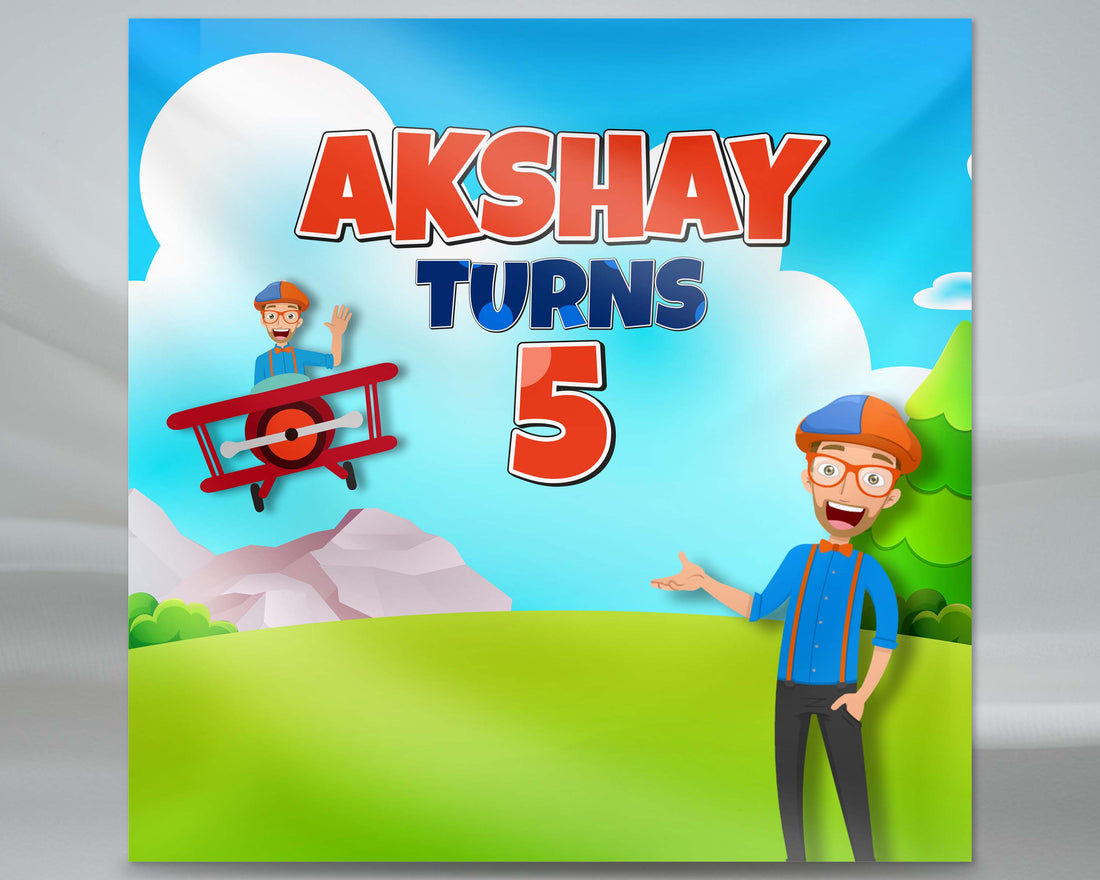 Blippi Theme Customized Square Backdrop