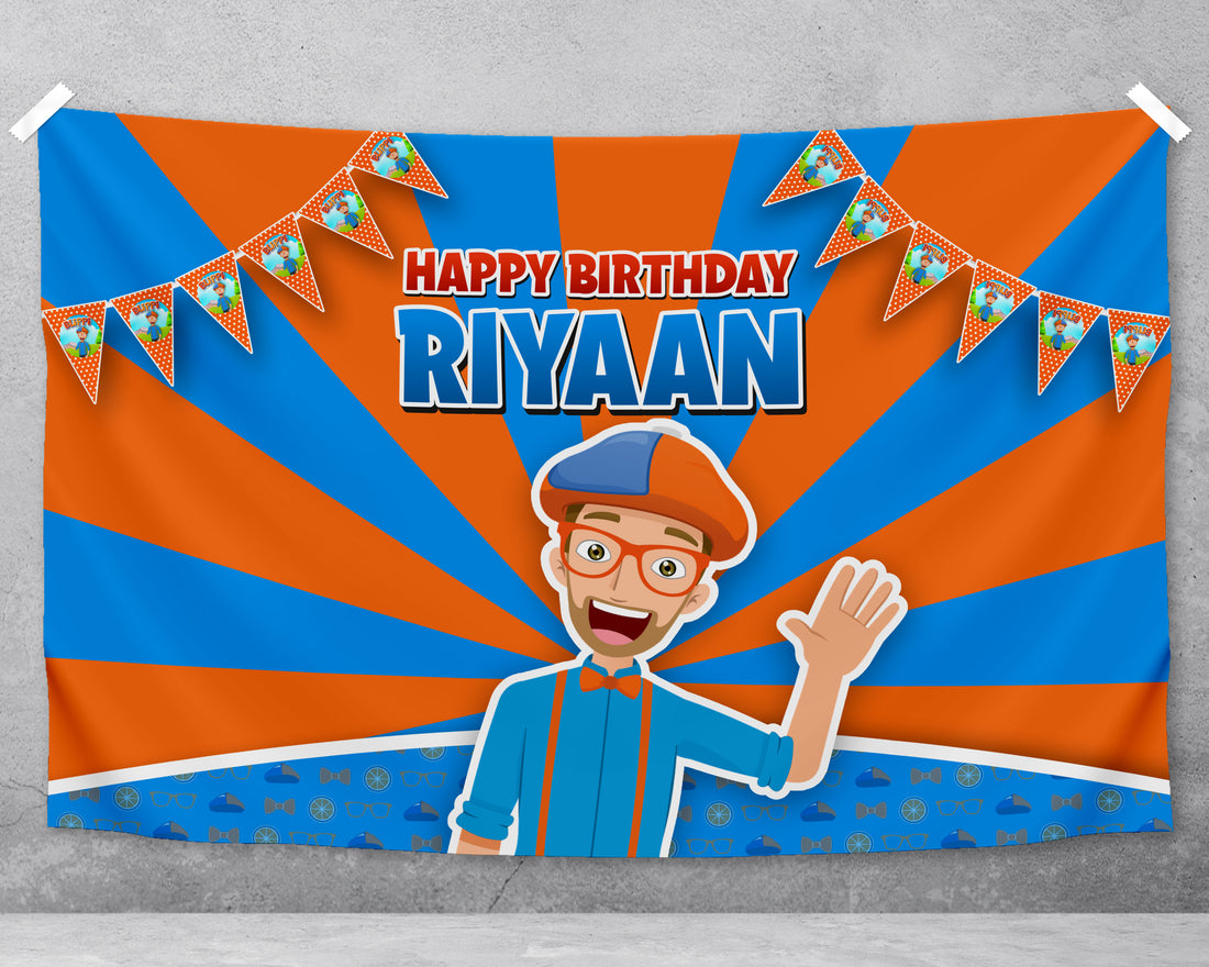 Blippi Theme Personalized Backdrop