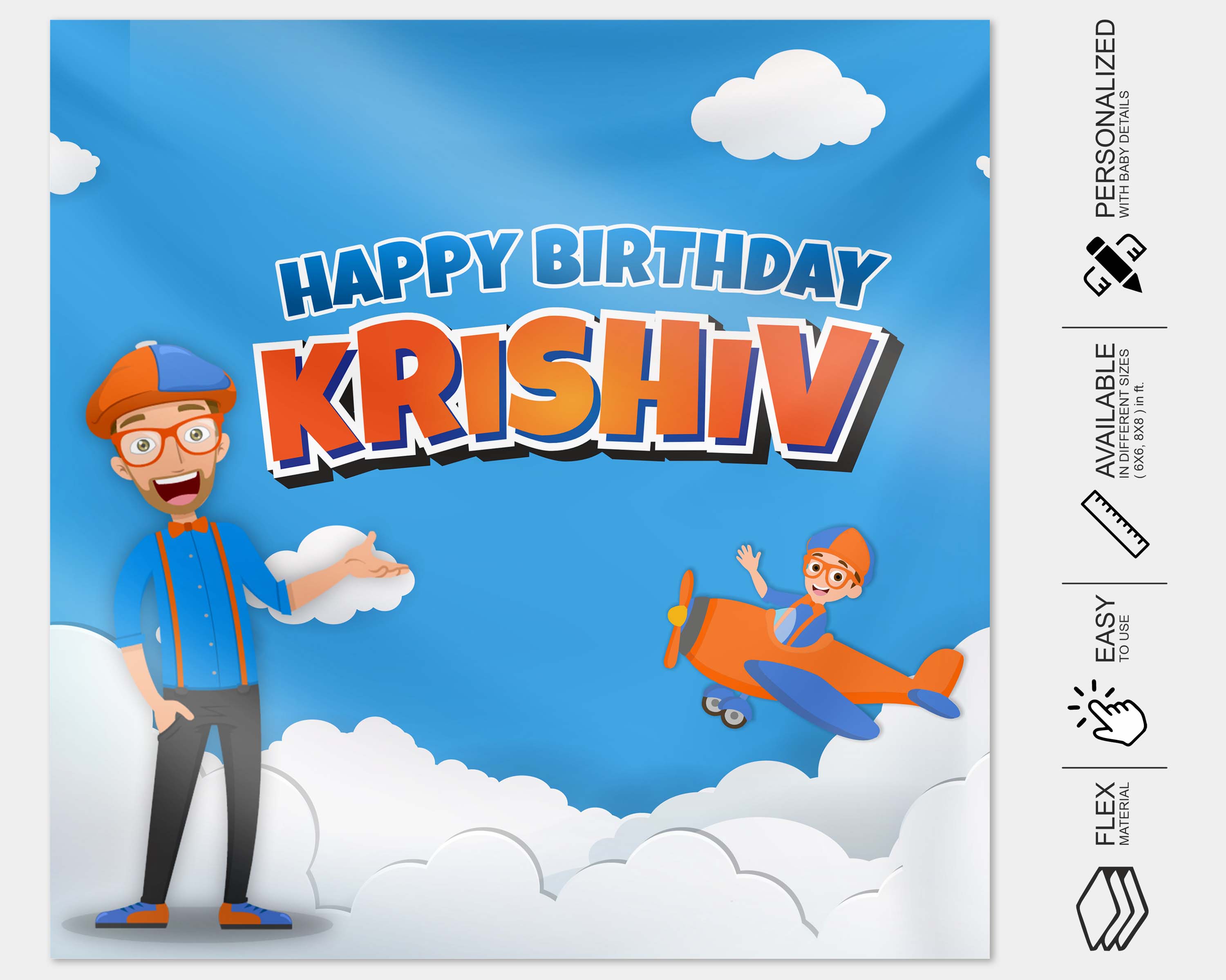 Blippi Theme Square Backdrop