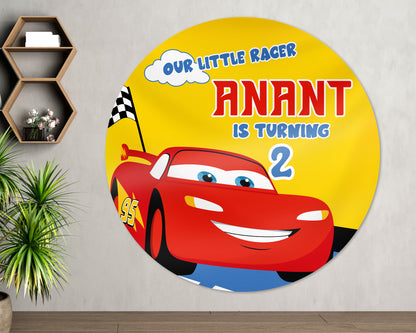 Car Theme Customized Round  Backdrop