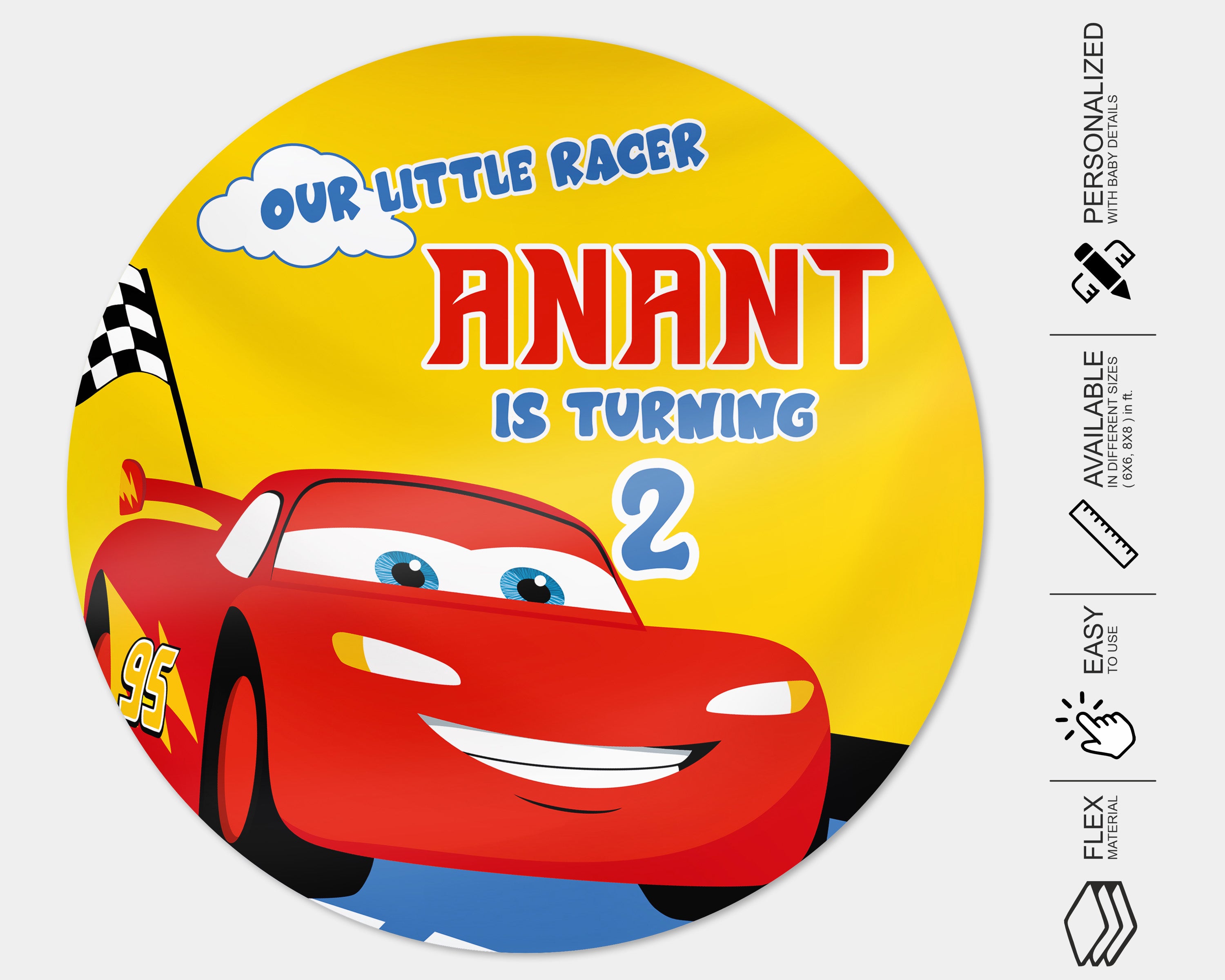 Car Theme Customized Round  Backdrop