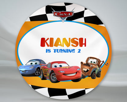 Car Theme Personalized Round Backdrop
