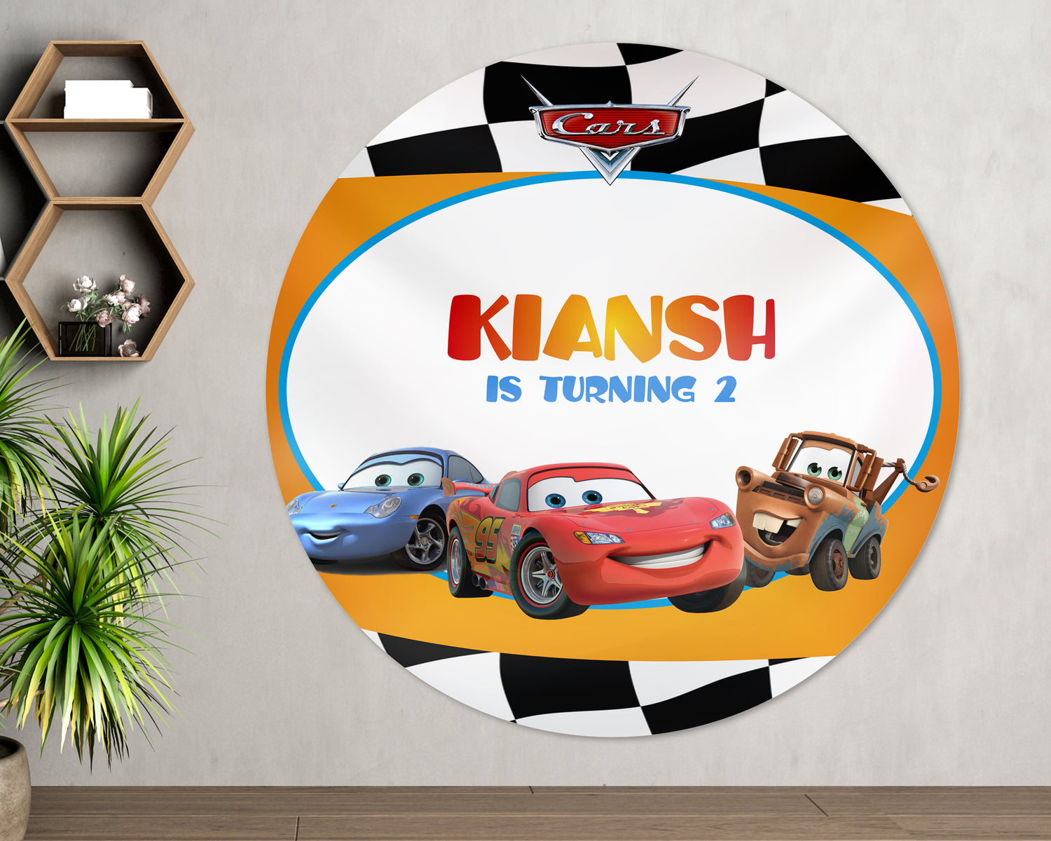 Car Theme Personalized Round Backdrop | Party supplies online β Party ...