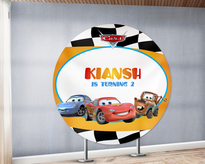 Car Theme Personalized Round Backdrop
