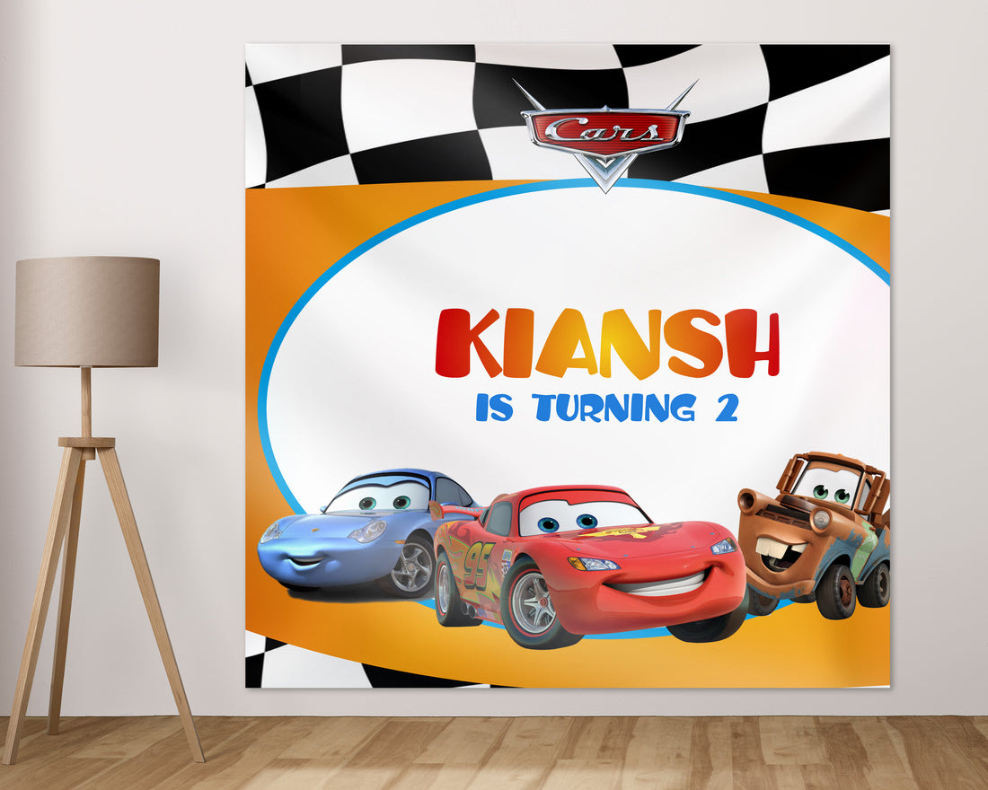 Car Theme Personalized Square Backdrop