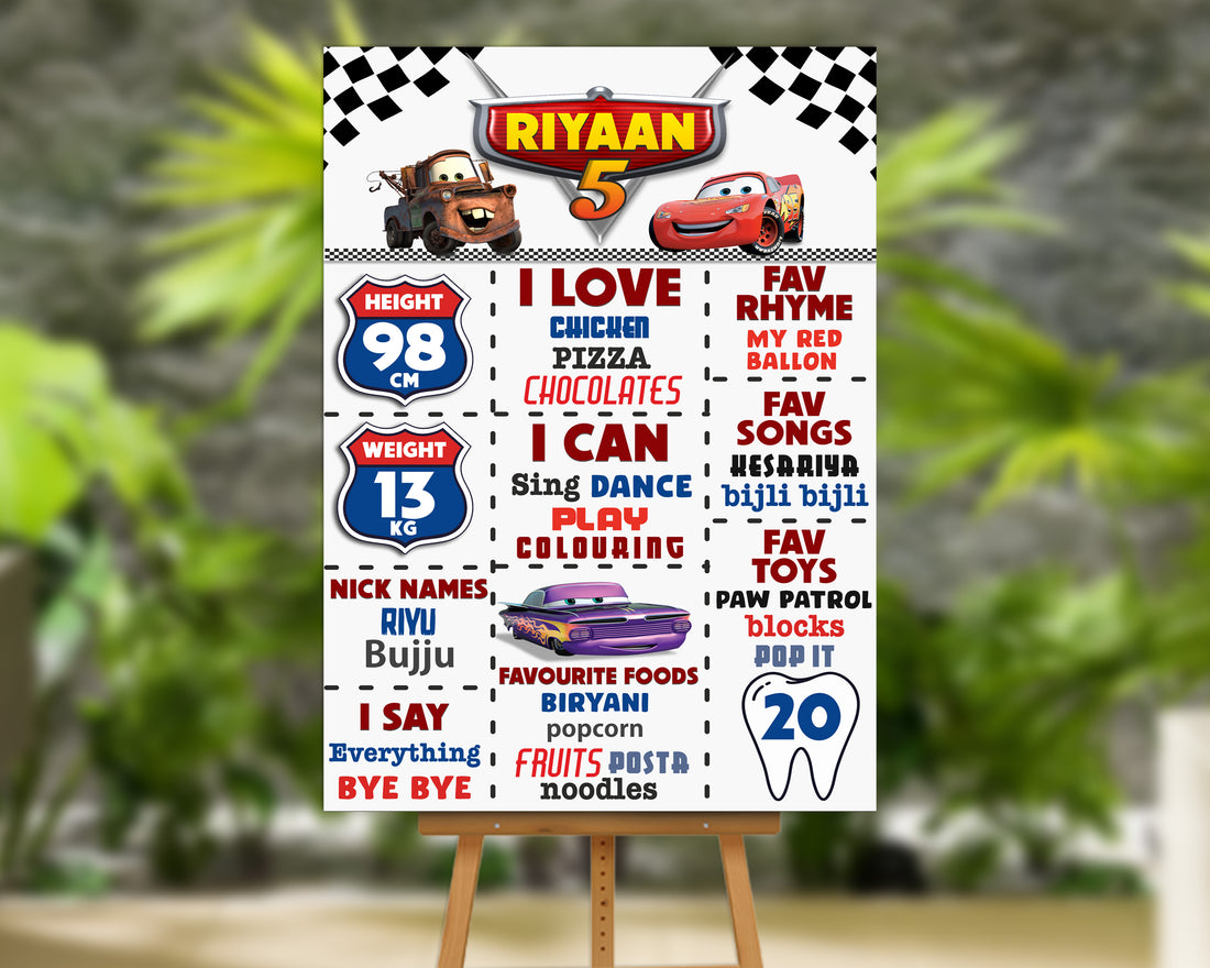 Car Theme White Chalkboard